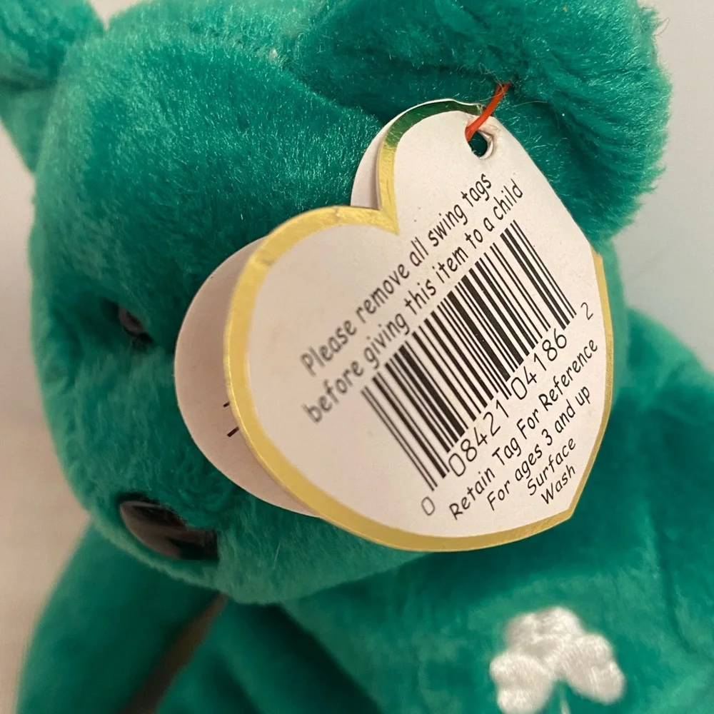 TY Erin Beanie Baby Babies Erin embroidered shamrock teddy bear 90s 1997 vintage - Picture 15 of 16